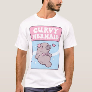 Camiseta Manatee lindo en Seashell Bikini Curvy Mermaid Fun