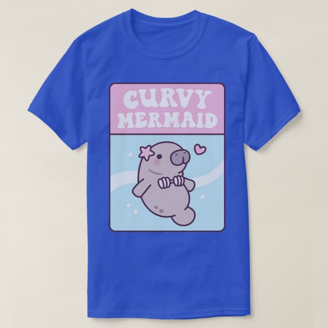 Camiseta Manatee lindo en Seashell Bikini Curvy Mermaid Fun (Diseño del anverso)