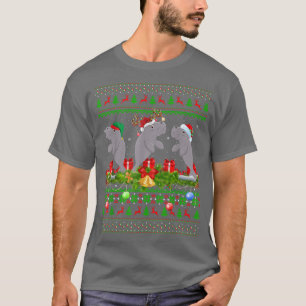 Camiseta Manatee Lover Xmas Iluminando Santa Ugly Manatee C