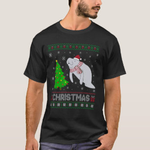 Camiseta Manatee Navidades feos iluminan árboles de navidad