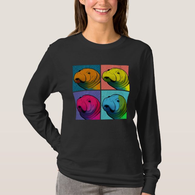 Camiseta Manatee Pop Illustration Colorful Animal Women (Anverso)