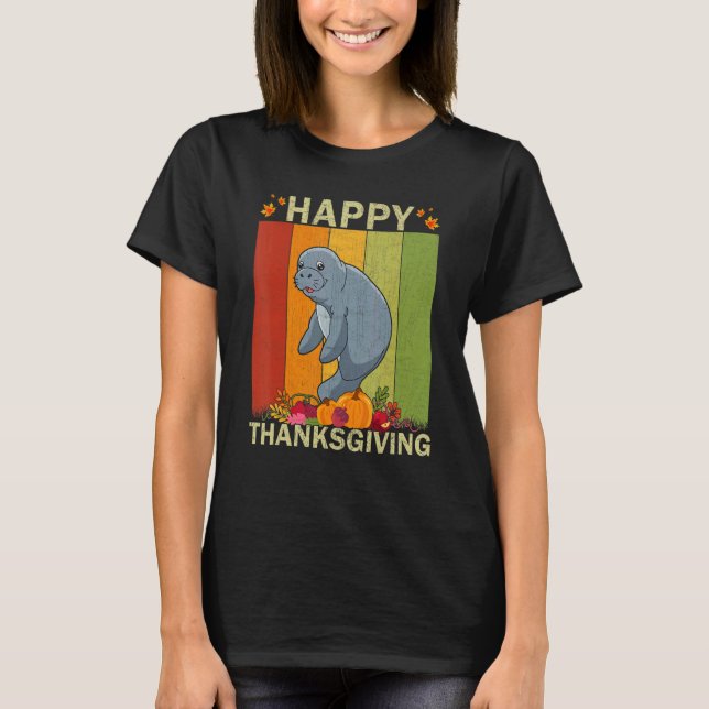 Camiseta Manatee  Retro Graphic Family Matching Thanksgivin (Anverso)