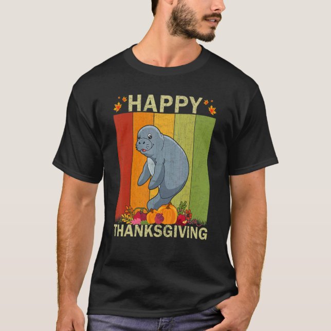 Camiseta Manatee  Retro Graphic Family Matching Thanksgivin (Anverso)
