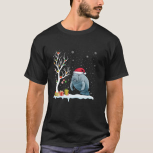 Camiseta Manatee Santa Hat Navidades de luz de árbol festiv