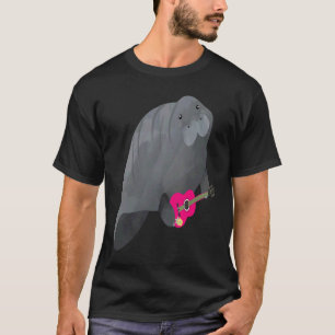 Camiseta Manatee Tocando Guitarra De Ukulele Rosa Hawaii Fl