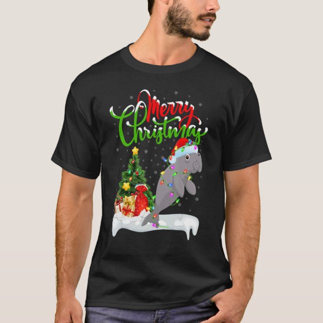 Camiseta Manatee   Xmas Decorations Santa Manatee Christmas (Anverso)