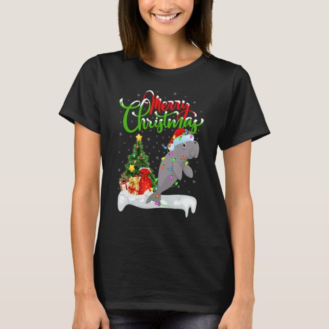 Camiseta Manatee   Xmas Decorations Santa Manatee Christmas (Anverso)
