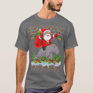Camiseta Manatee Xmas Pajamas Ugly Santa Riding Manatee Chr