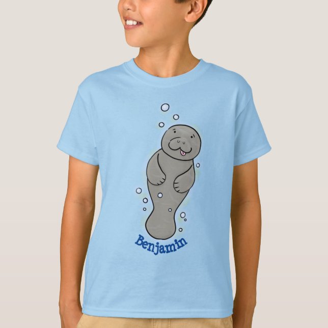 Camiseta Manatí de bebé con ilustracion de burbujas (Anverso)