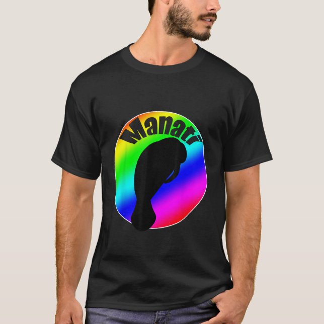 Camiseta Manati Sea Cow in Rainbow with Lettering (Anverso)