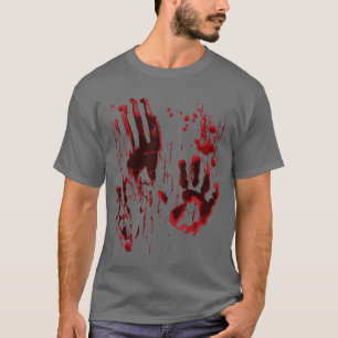 Camiseta Mancha de Sangre Mano Ensangrentada Zom
