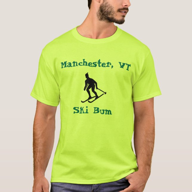 Camiseta Manchester, VT, Ski Bum (Anverso)