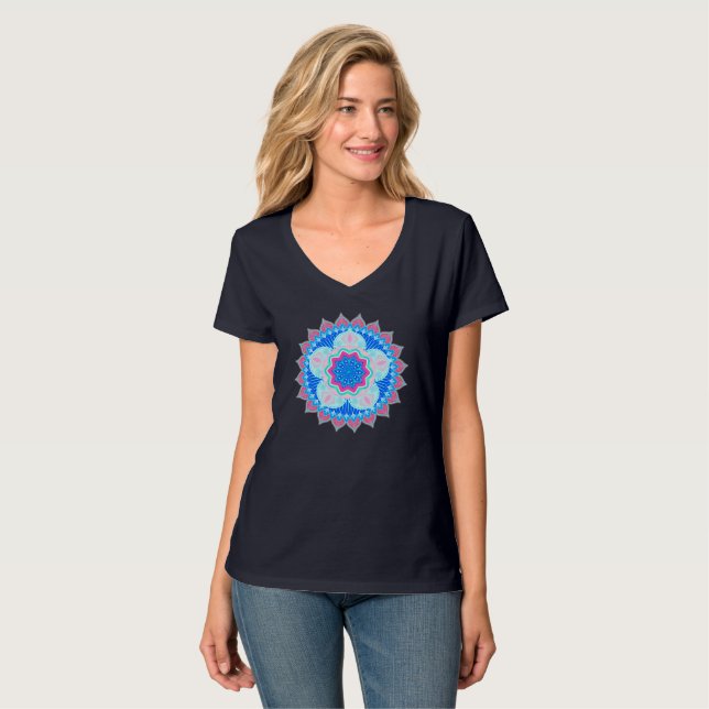 Camiseta Mandala Azul Rosa (Anverso completo)