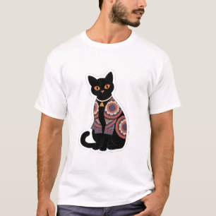 Camiseta Mandala Black Cat Bell Collar