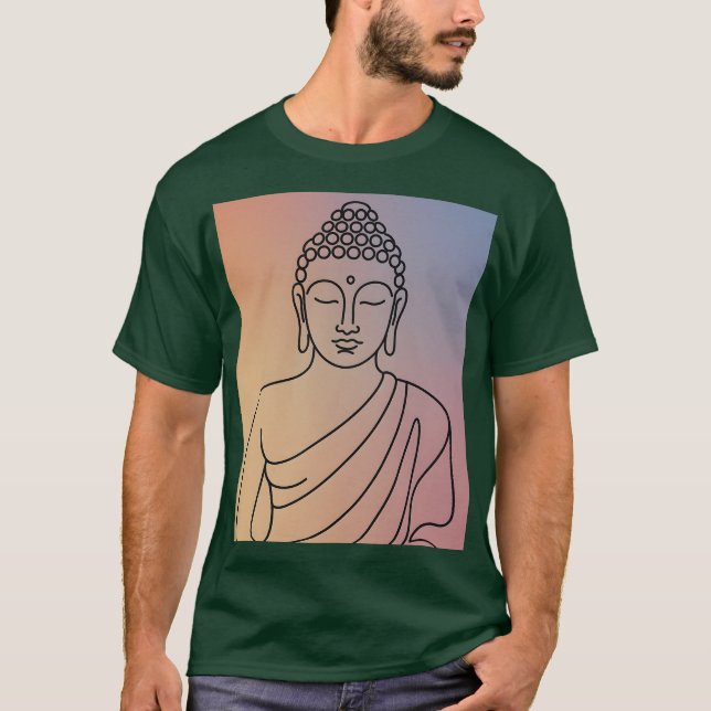 Camiseta Mandala Buddha T-Shirt: Serene Line Art Zen Spirit (Anverso)