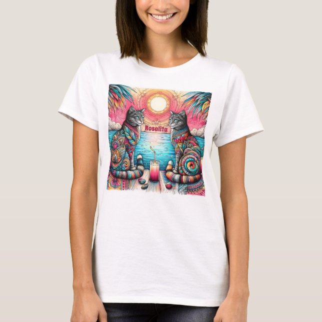 Camiseta Mandala Cats Sunset Beach Sweet Tea Summer (Anverso)
