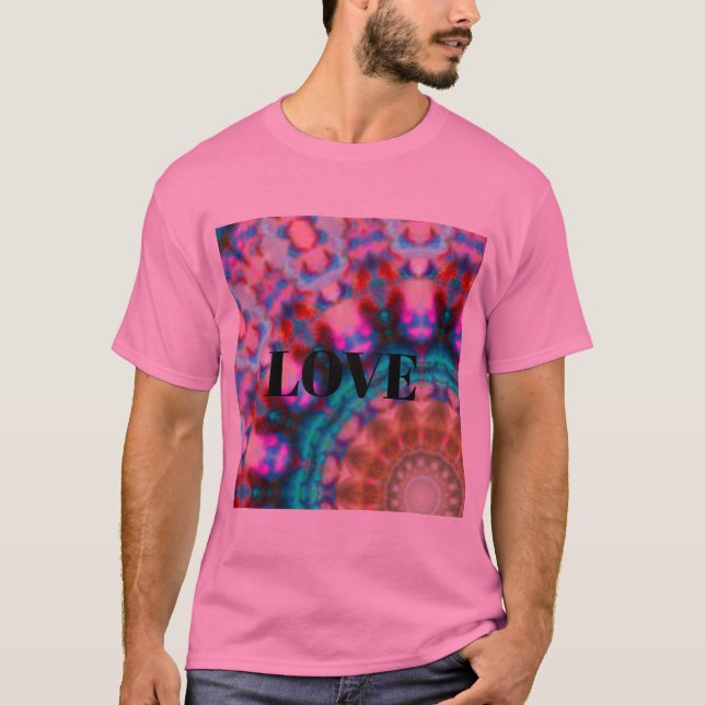 Camiseta Mandala-colorrosa-rojo-azul-caleidoscopio rm (Anverso)
