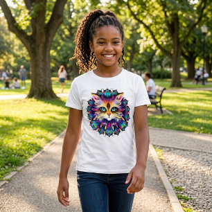 Camiseta Mandalá con retrato de gato lindo y peludo
