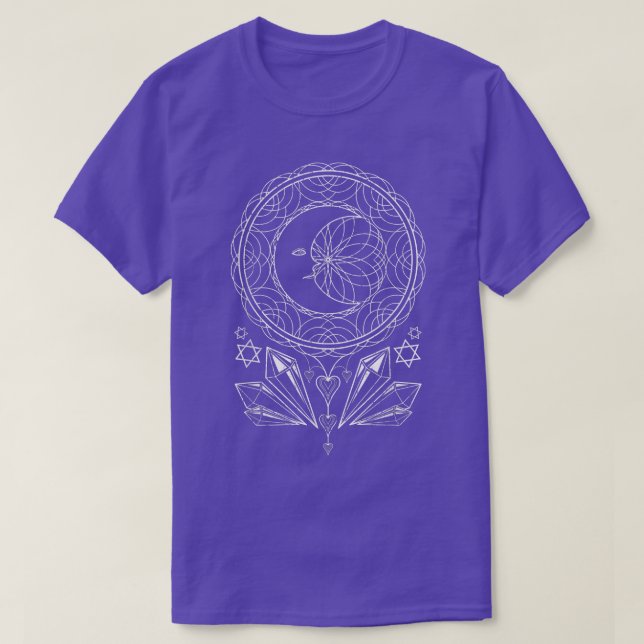 Camiseta Mandala Crescent Moon Witchcraft Cristales Pagan O (Diseño del anverso)