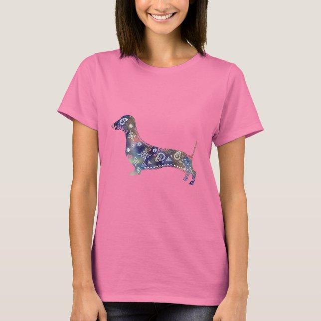 Camiseta Mandala Dachshund Raglan T-Shirt (Anverso)