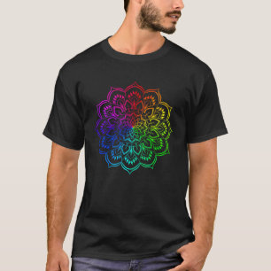 Camiseta Mandalá de Arcoíris Flor de Loto Geometría Sagrada