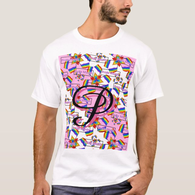 Camiseta Mandalá de Arcoíris Monograma Orgullo - Geométrico (Anverso)