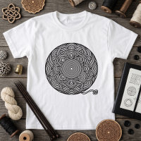 Mandalá de Bola de Hilo Blanco y Negro
