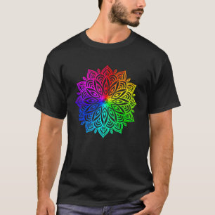 Camiseta Mandalá de Flor de Loto Arcoíris Geometría Sagrada