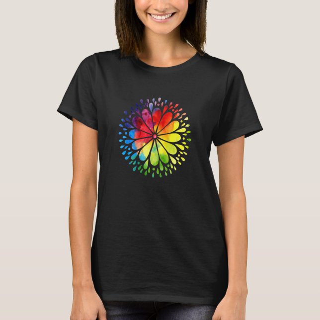 Camiseta Mandala de flores coloridas (Anverso)