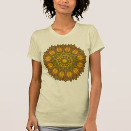 Camiseta Mandala de flores con brillantes tonos amarillos