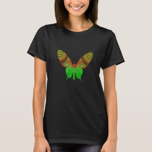 Camiseta Mandalá de Mariposa Colores Brillantes Tatuaje