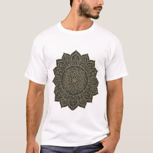 Camiseta Mandala de oro y marina