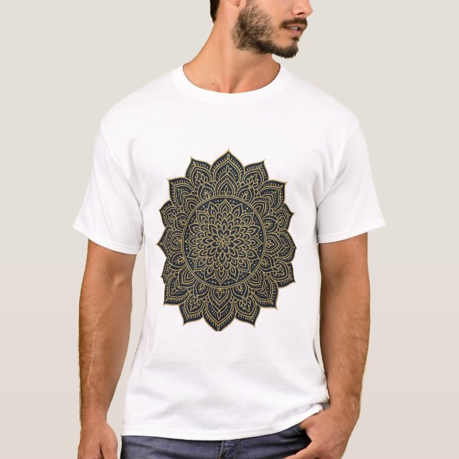 Camiseta Mandala de oro y marina (Anverso)