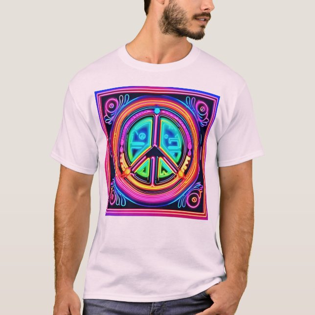 Camiseta Mandalá de Paz Neon (Anverso)