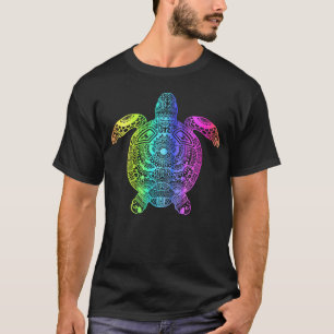 Camiseta Mandalá de Tortuga Arcoíris Acuarela Loto Yoga Med