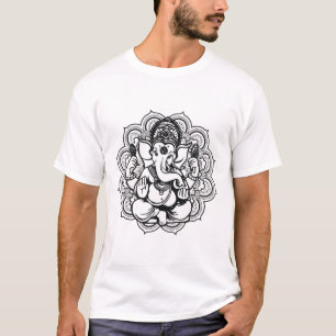 Camiseta Mandala de Yoga Elefante Ganesha Tril Adornos Chak