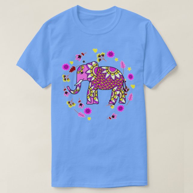 Camiseta Mandala Elephant Flowers1 (Diseño del anverso)