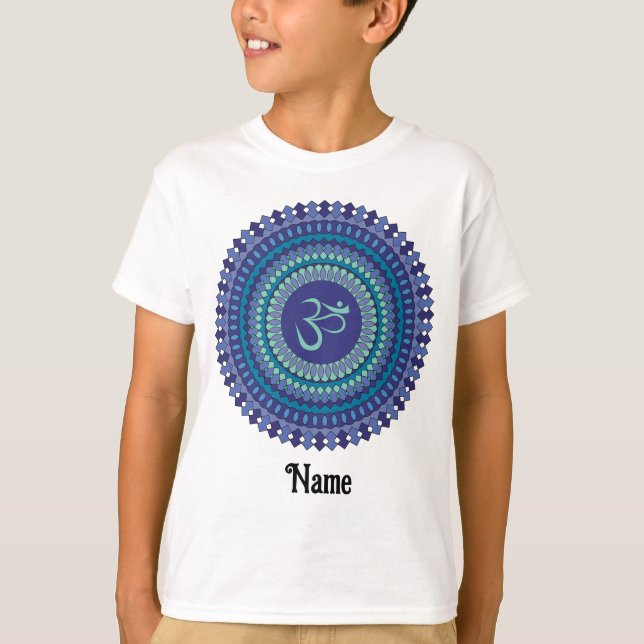 Camiseta Mandala espiritual Om Purple Aqua Blue Personaliza (Anverso)