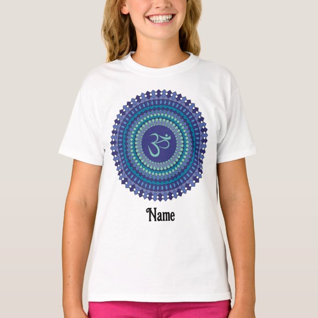 Camiseta Mandala espiritual Om Purple Aqua Blue Personaliza (Anverso)