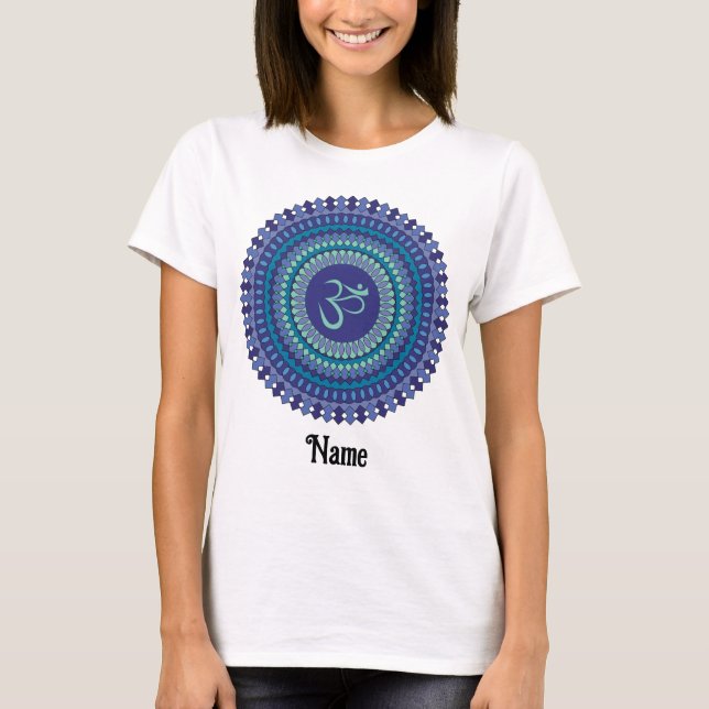 Camiseta Mandala espiritual Om Purple Aqua Blue Personaliza (Anverso)