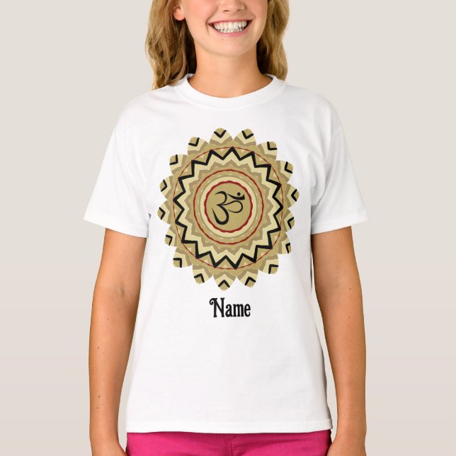 Camiseta Mandala espiritual Símbolo Om de yoga retro person (Anverso)