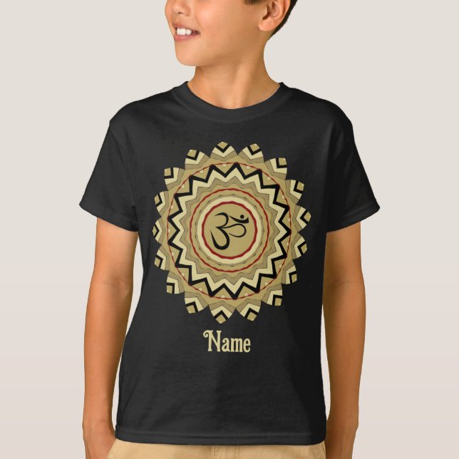 Camiseta Mandala espiritual Símbolo Om de yoga retro person (Anverso)