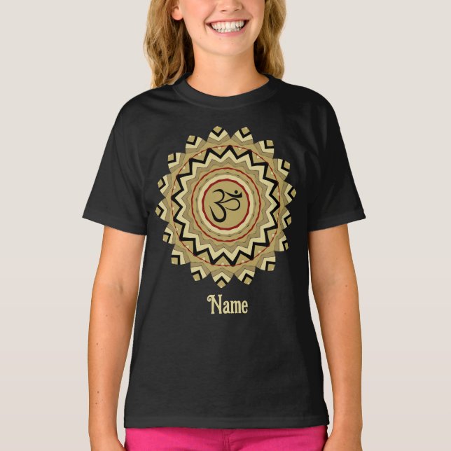 Camiseta Mandala espiritual Símbolo Om de yoga retro person (Anverso)