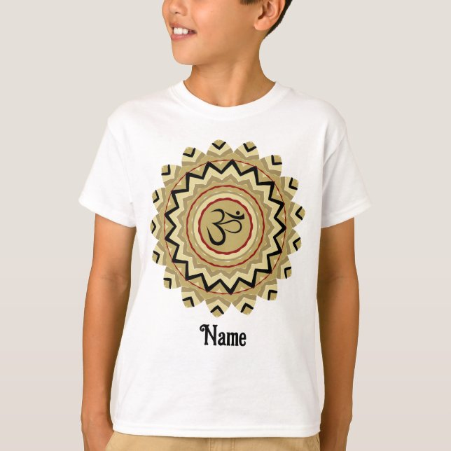 Camiseta Mandala espiritual Símbolo Om de yoga retro person (Anverso)