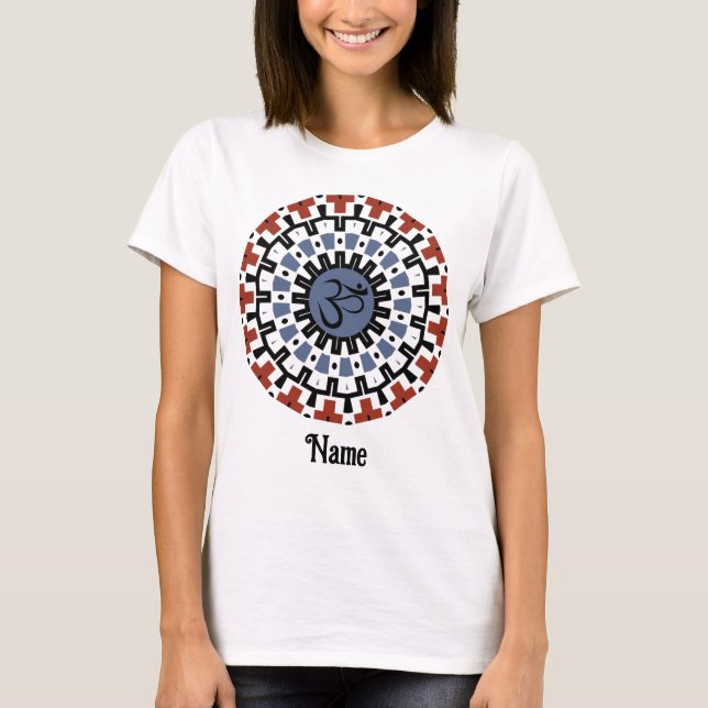 Camiseta Mandala espiritual Yoga Om Blue Rust Personalizado (Anverso)