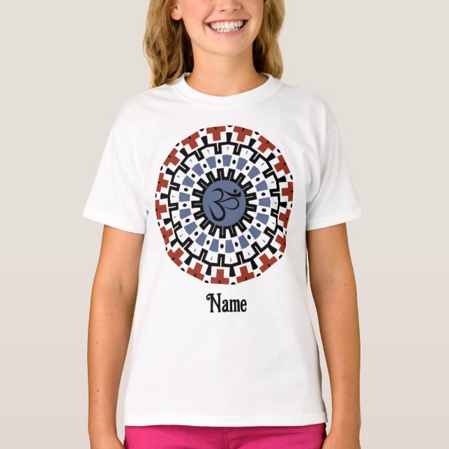 Camiseta Mandala espiritual Yoga Om Blue Rust Personalizado (Anverso)