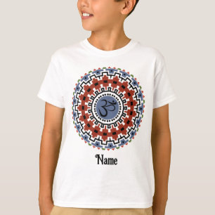 Camiseta Mandalá Espiritual Yoga Om Óxido Azul Personalizad