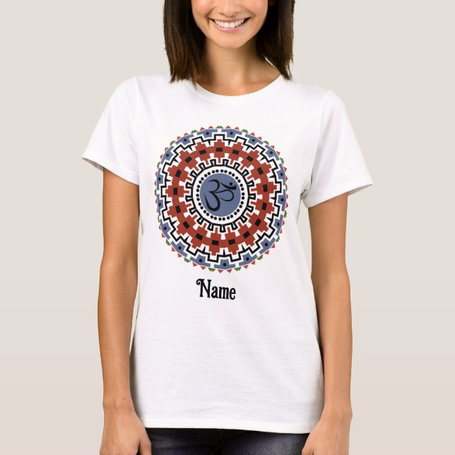 Camiseta Mandala espiritual Yoga Om Rust Blue Personalizado (Anverso)