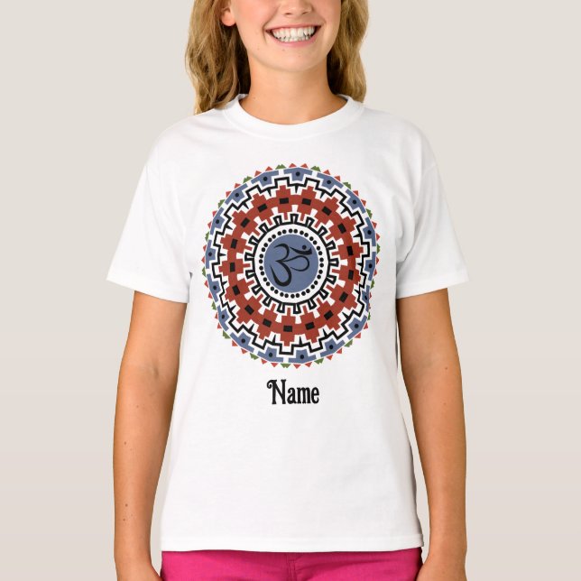 Camiseta Mandala espiritual Yoga Om Rust Blue Personalizado (Anverso)