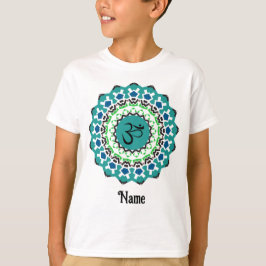 Camiseta Mandala Espiritual Yoga Om Símbolo Azul Personaliz